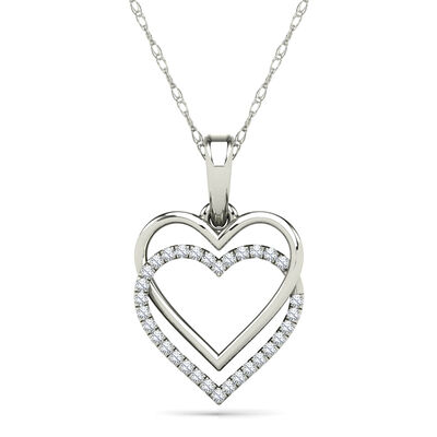 Diamond Accent Double Heart Necklace