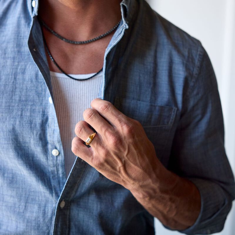 Men&#39;s Cube Bead Matte Hematite Necklace in Stainless Steel