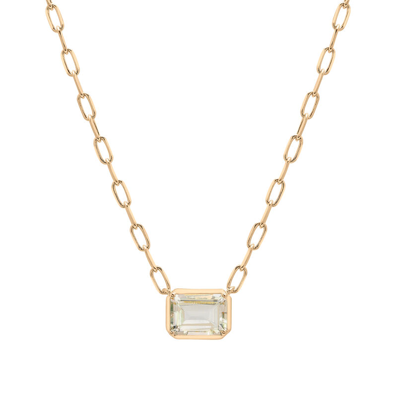 Green Amethyst Emerald-Cut Necklace in Vermeil