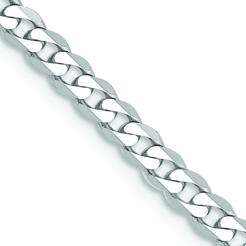 Solid Flat Beveled Curb Chain in 14K White Gold, 2.9MM, 24&rdquo;