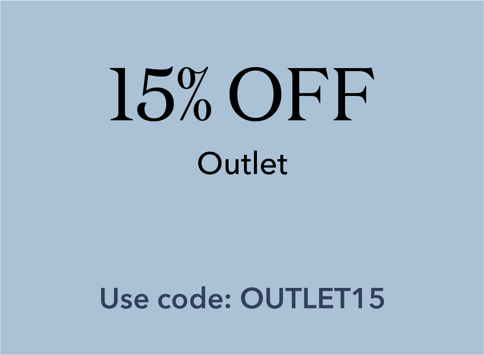 15% off Outlet. Code OUTLET15