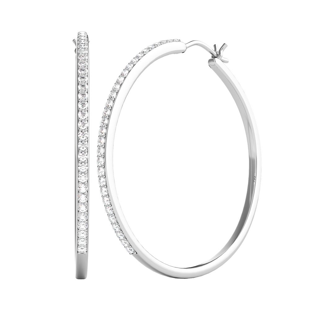 1/2 ct. tw. Diamond Hoop Earrings in Sterling Silver | Helzberg Diamonds