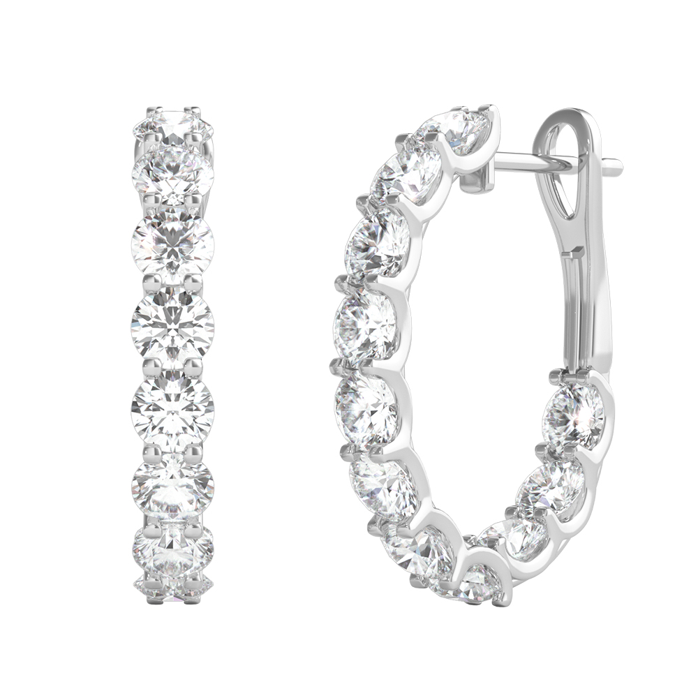 2 1/2 ct. tw. Diamond Hoop Earrings in 14K White Gold | Helzberg Diamonds