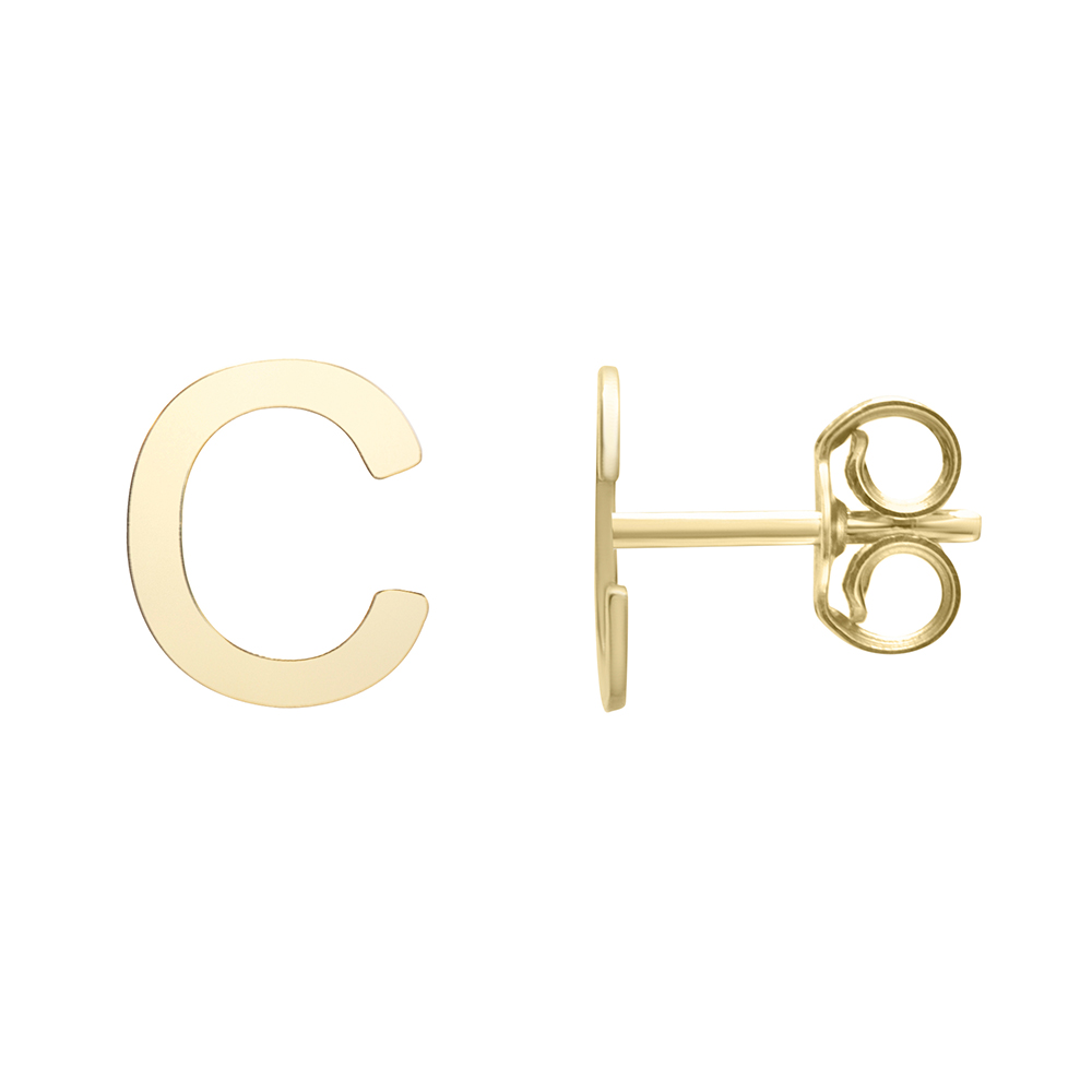 14k gold initial stud earrings