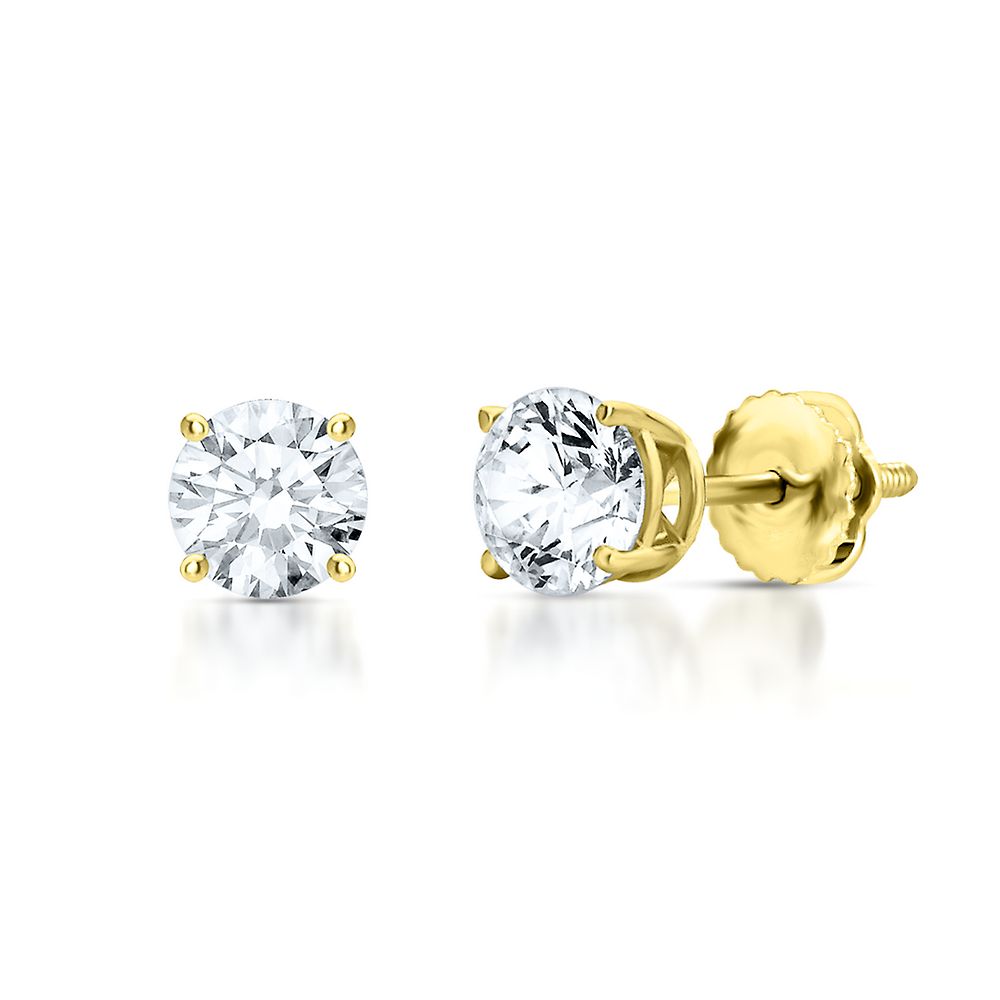 3/4 ct. tw. Diamond 4-Prong Stud Earrings in 14K Yellow Gold | Helzberg ...