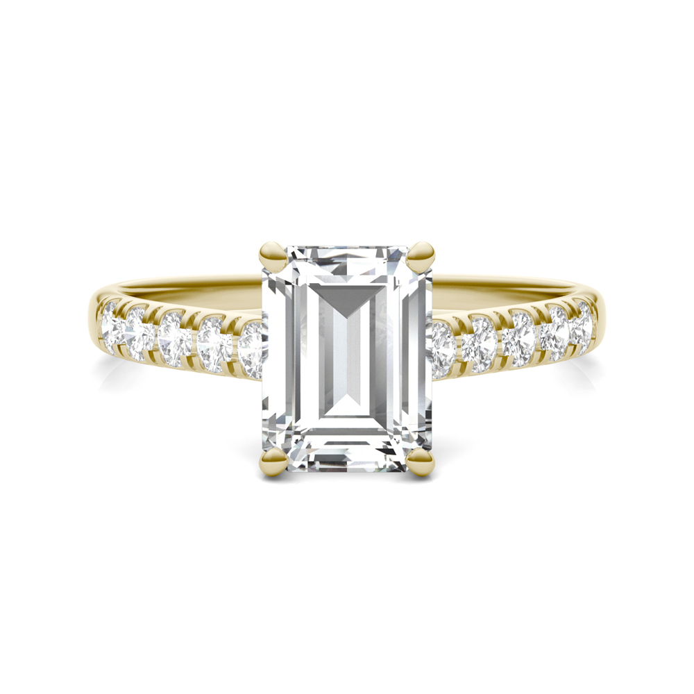 Emerald-Cut Moissanite Ring with Side-Stones