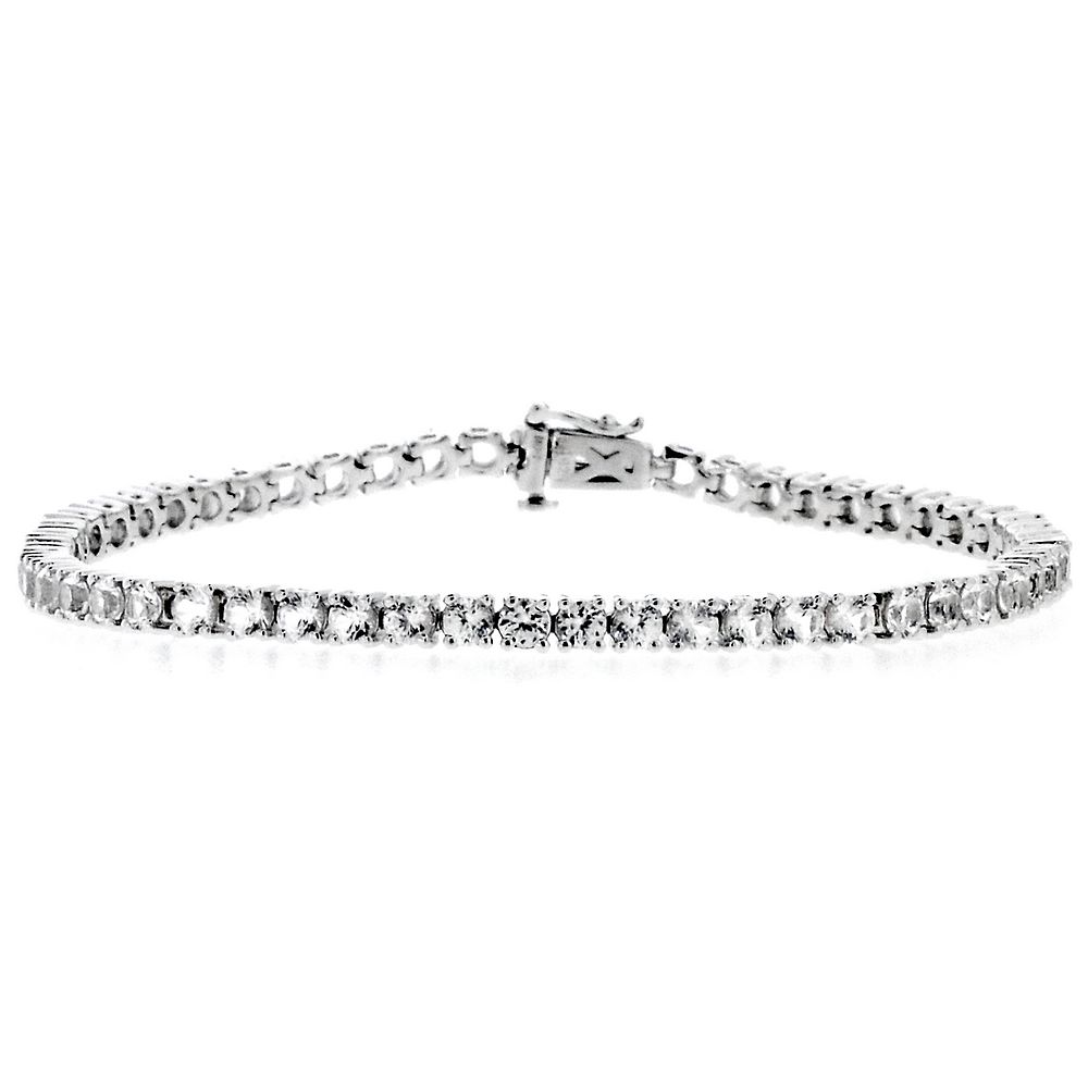 Lab Created Round White Sapphire Bracelet in Sterling Silver | Helzberg ...