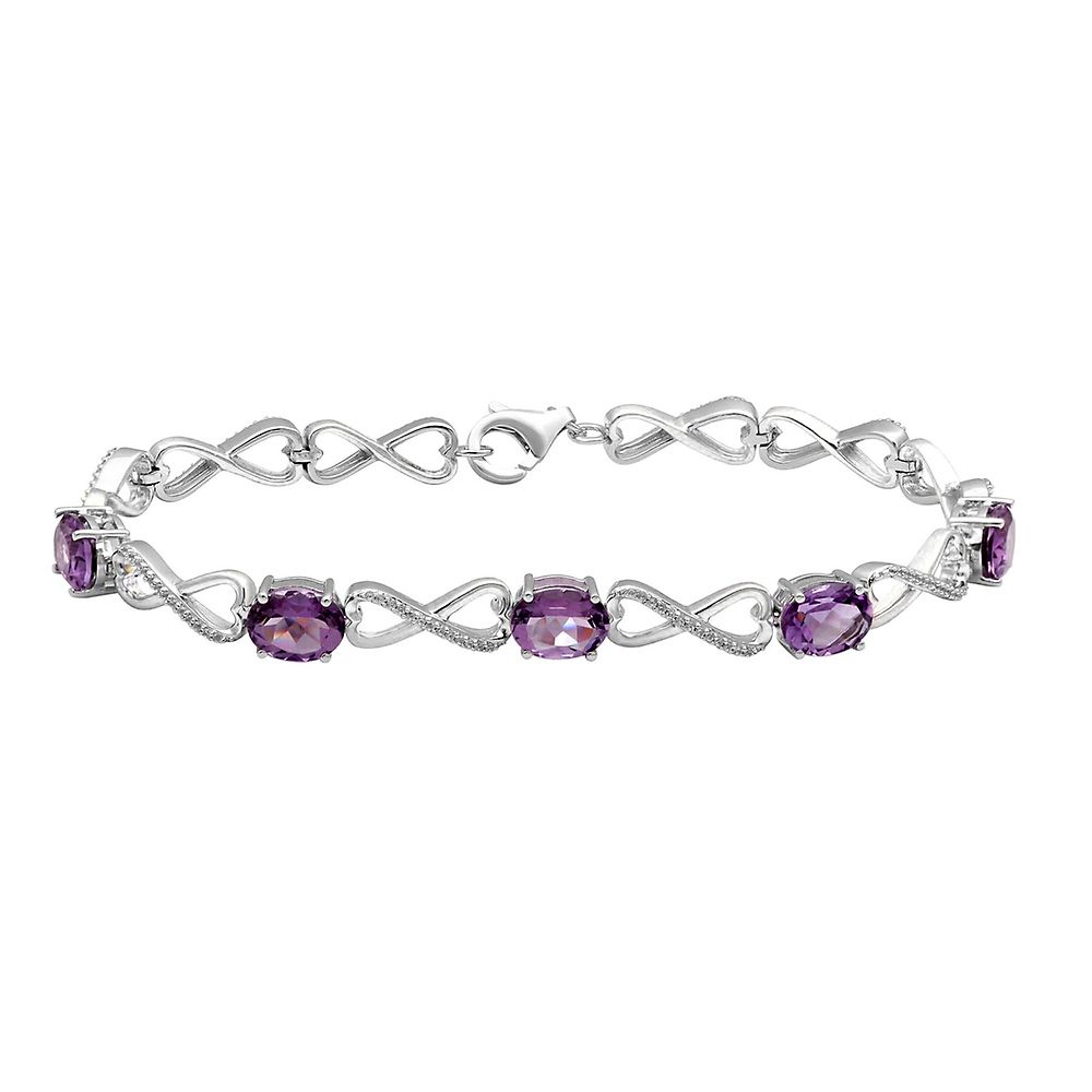 Amethyst & Lab Created White Sapphire Infinity Bracelet in Sterling ...