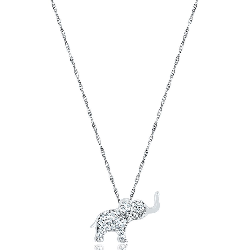 Diamond elephant necklace sale white gold