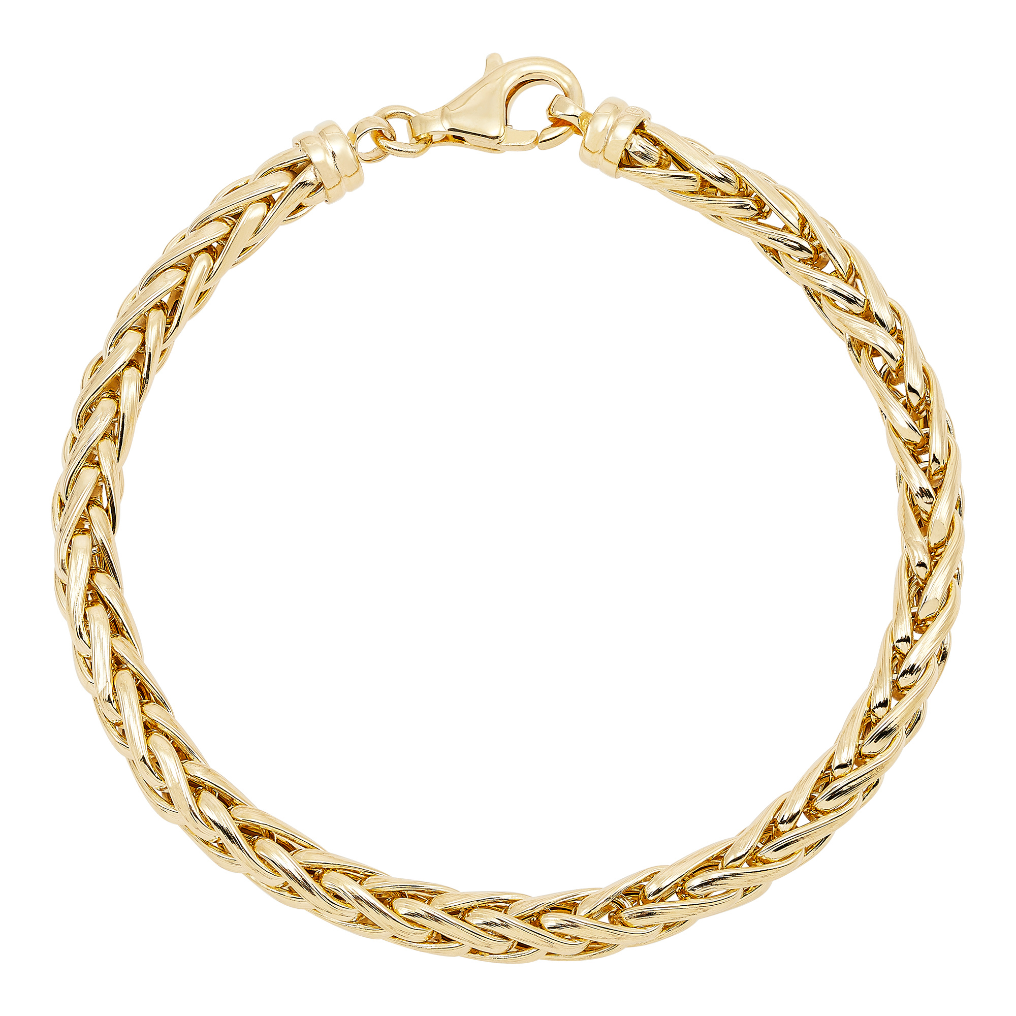 14K Yellow-White Gold Plain and Twisted Rope Link Bracelet with