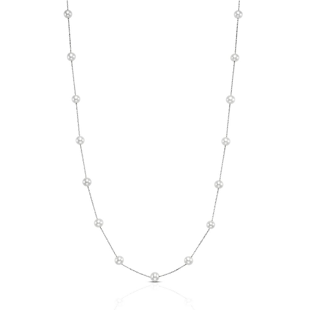 Freshwater Cultured Pearl Tincup Necklace in 14K White Gold | Helzberg ...