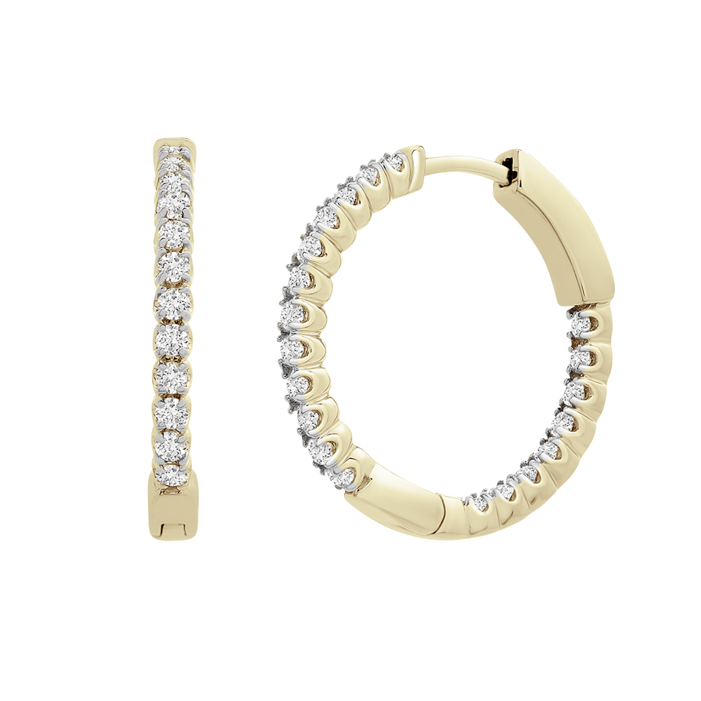 1/2 ct. tw. Diamond Hoop Earrings in 14K Gold | Helzberg Diamonds