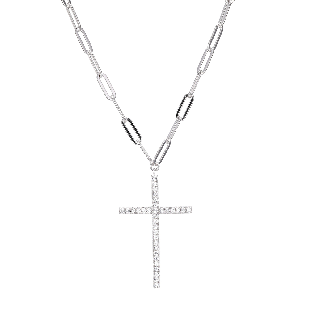 1/8 ct. tw. Diamond Cross Pendant in 10K White Gold | Helzberg