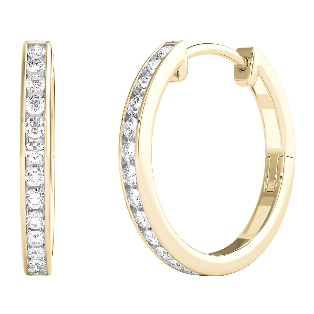 Large Hoop Earrings with Diamond Cut | 14K Yellow Gold | Size 50 mm | Helzberg Diamonds