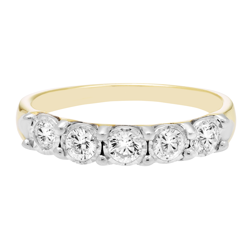 Five-Stone Diamond Wedding Band with Illusion Settings