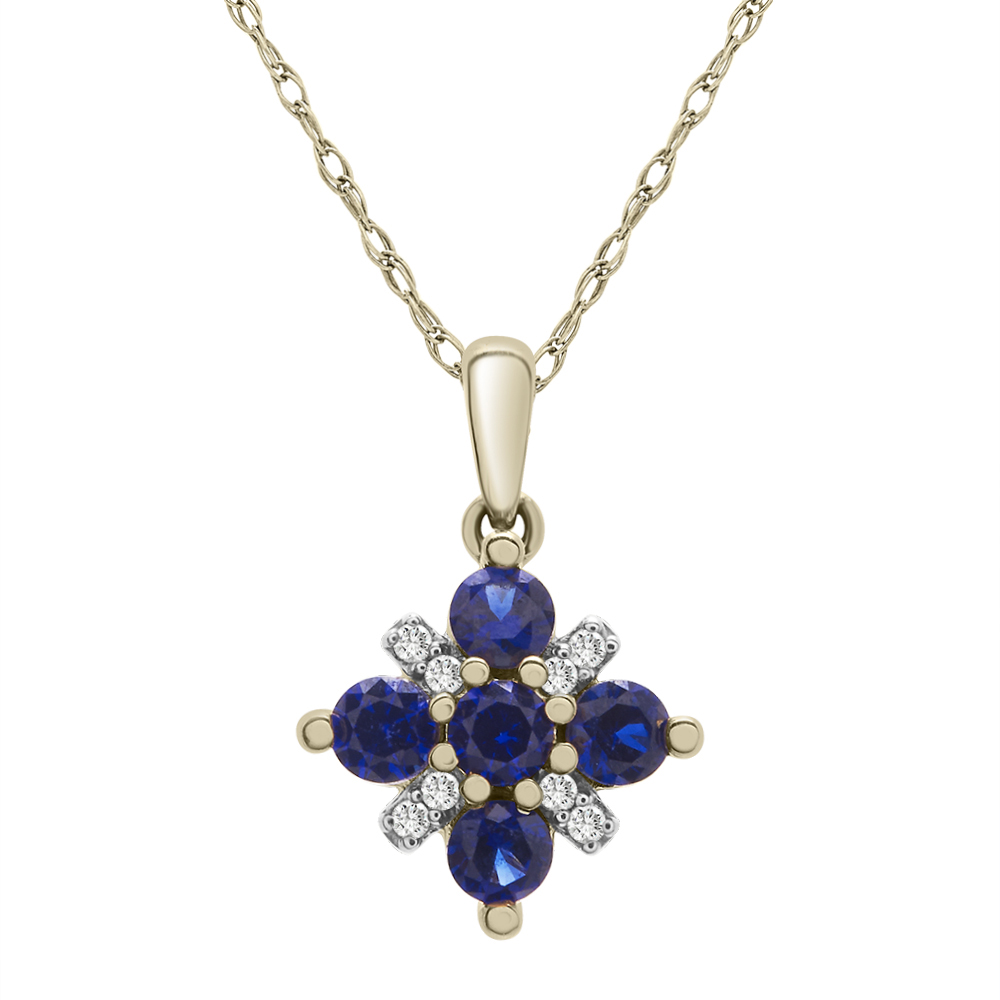 Natural Sapphire and Natural Diamond Pendant