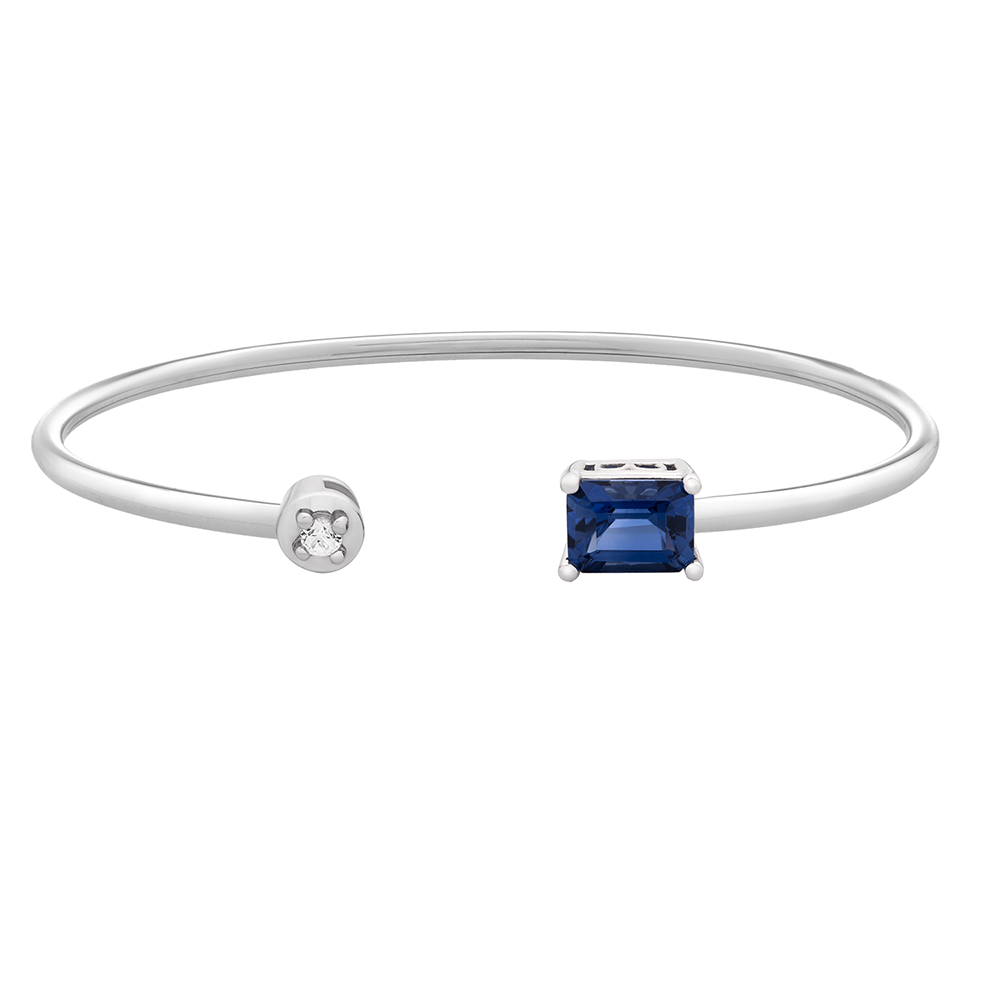 Lab Created Blue & White Sapphire Bangle Bracelet in Sterling Silver ...