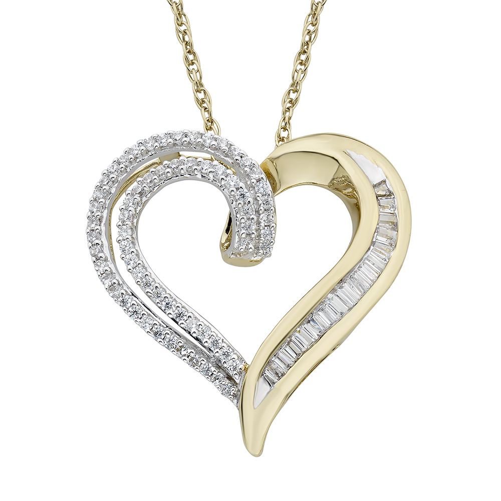 1/4 ct. tw. Diamond Heart Pendant in 10K Yellow Gold | Helzberg