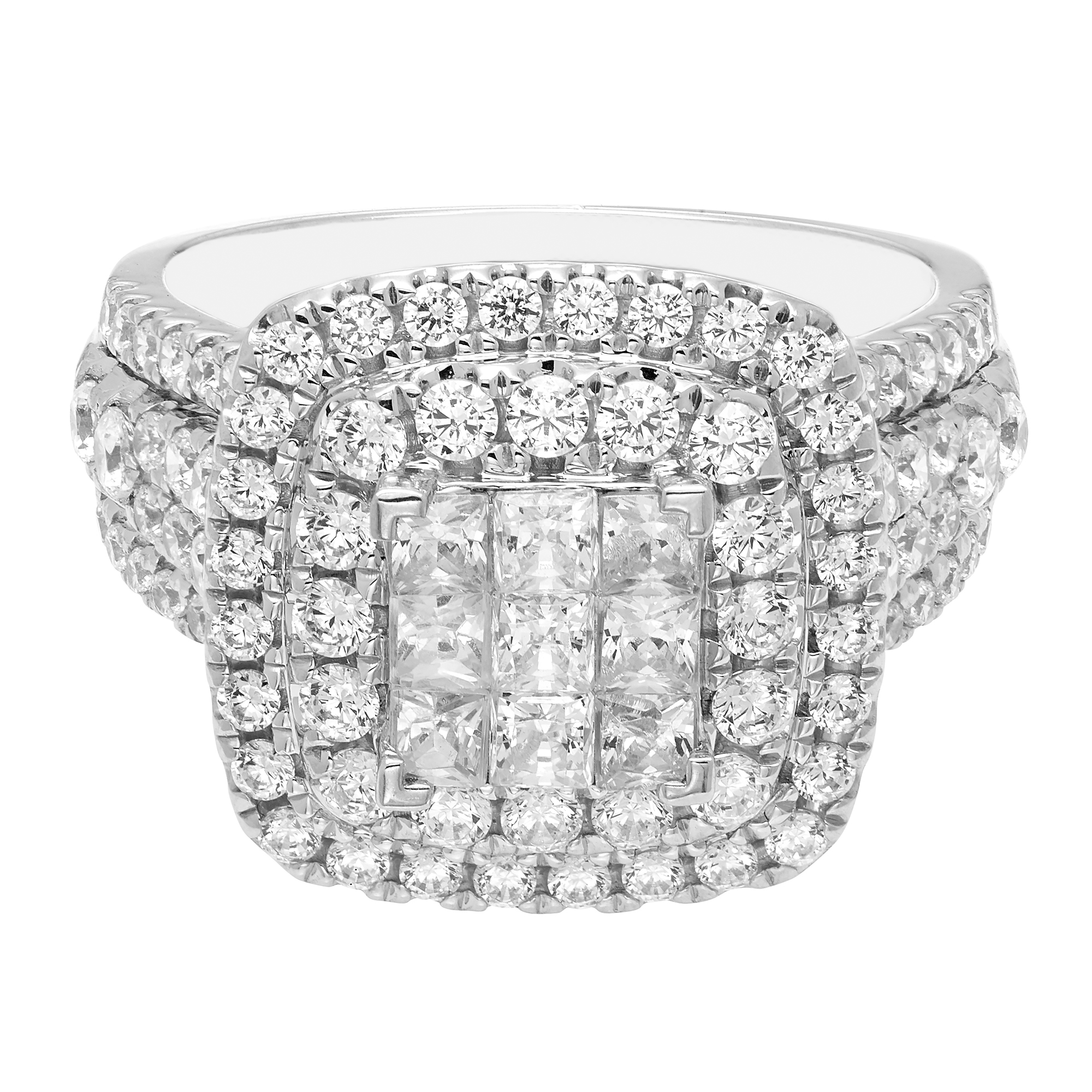 Princess-Cut Diamond Composite Halo Engagement Ring