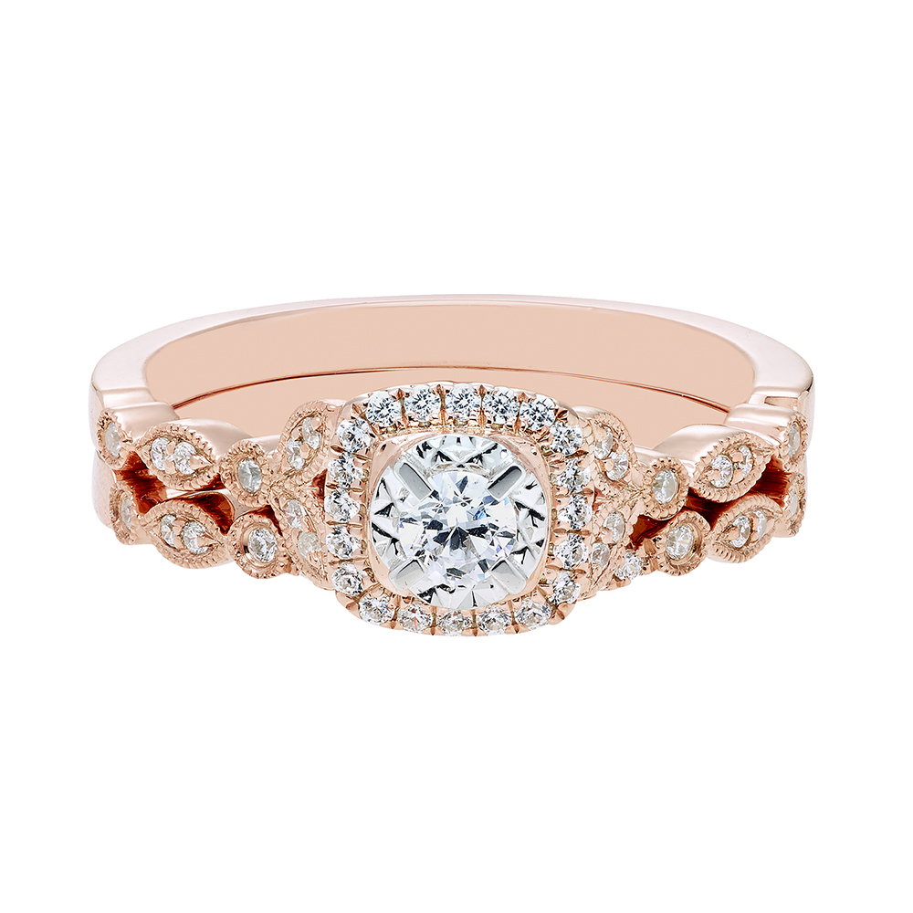 3/8 ct. tw. Diamond Engagement Ring Set in 10K Rose Gold | Helzberg ...