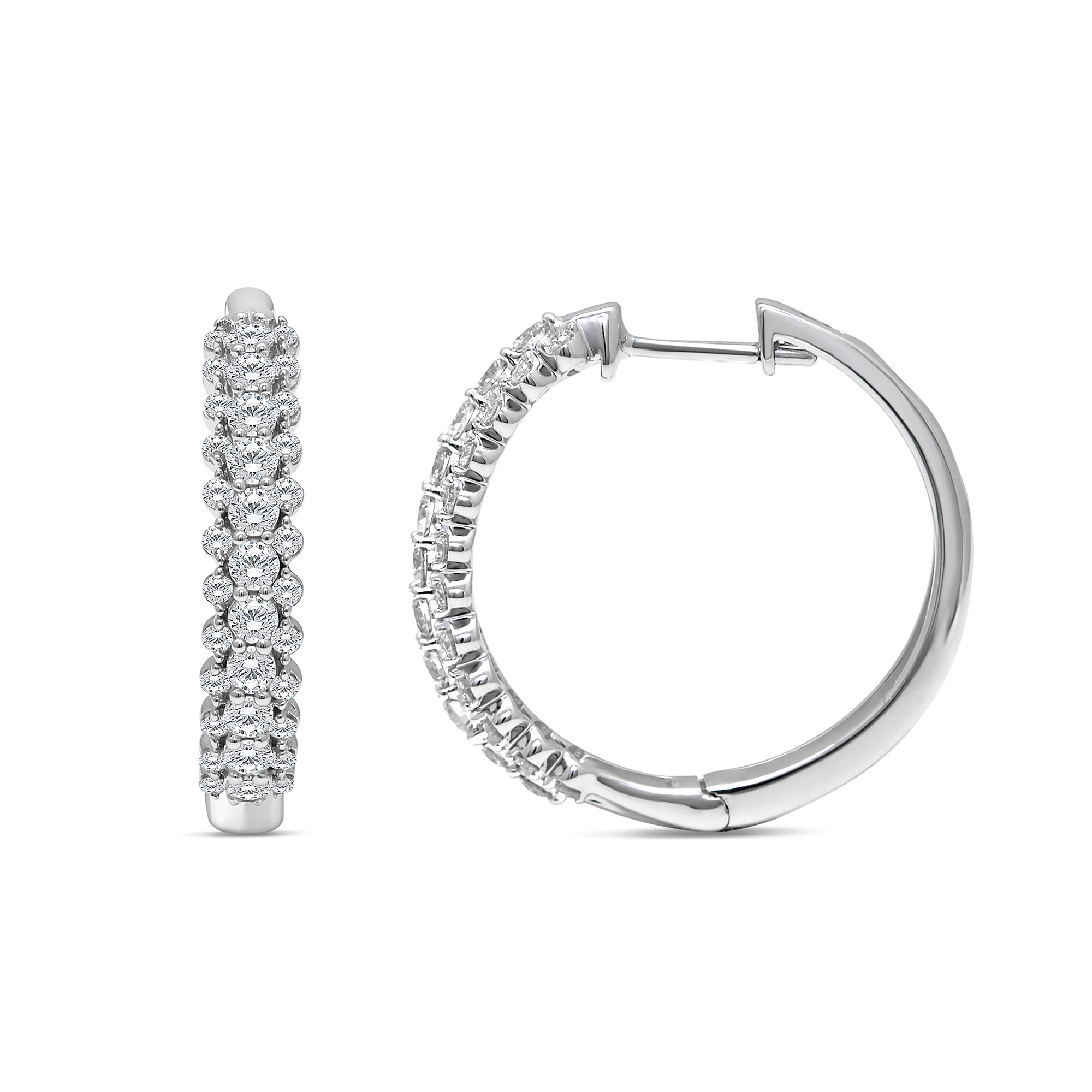 Diamond Hoop Earrings In 14K White Gold   2670123 