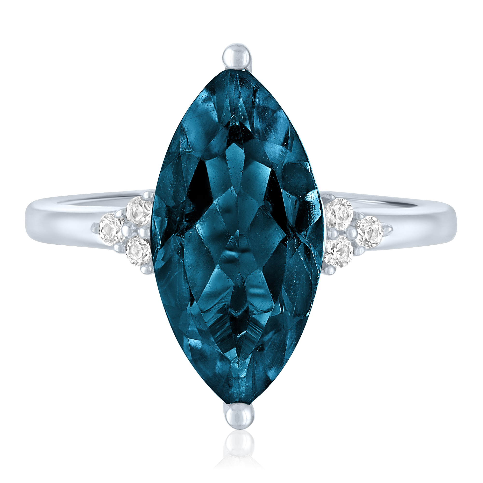 Marquise London Blue Topaz and Lab-Created White Sapphire Cocktail Ring