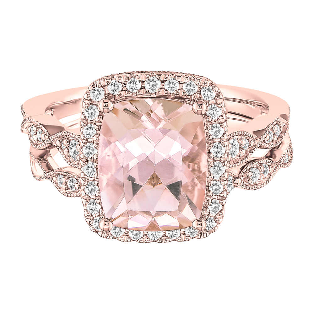 Shades of Love Morganite & 1/3 ct. tw. Diamond Ring in 14K Rose Gold ...