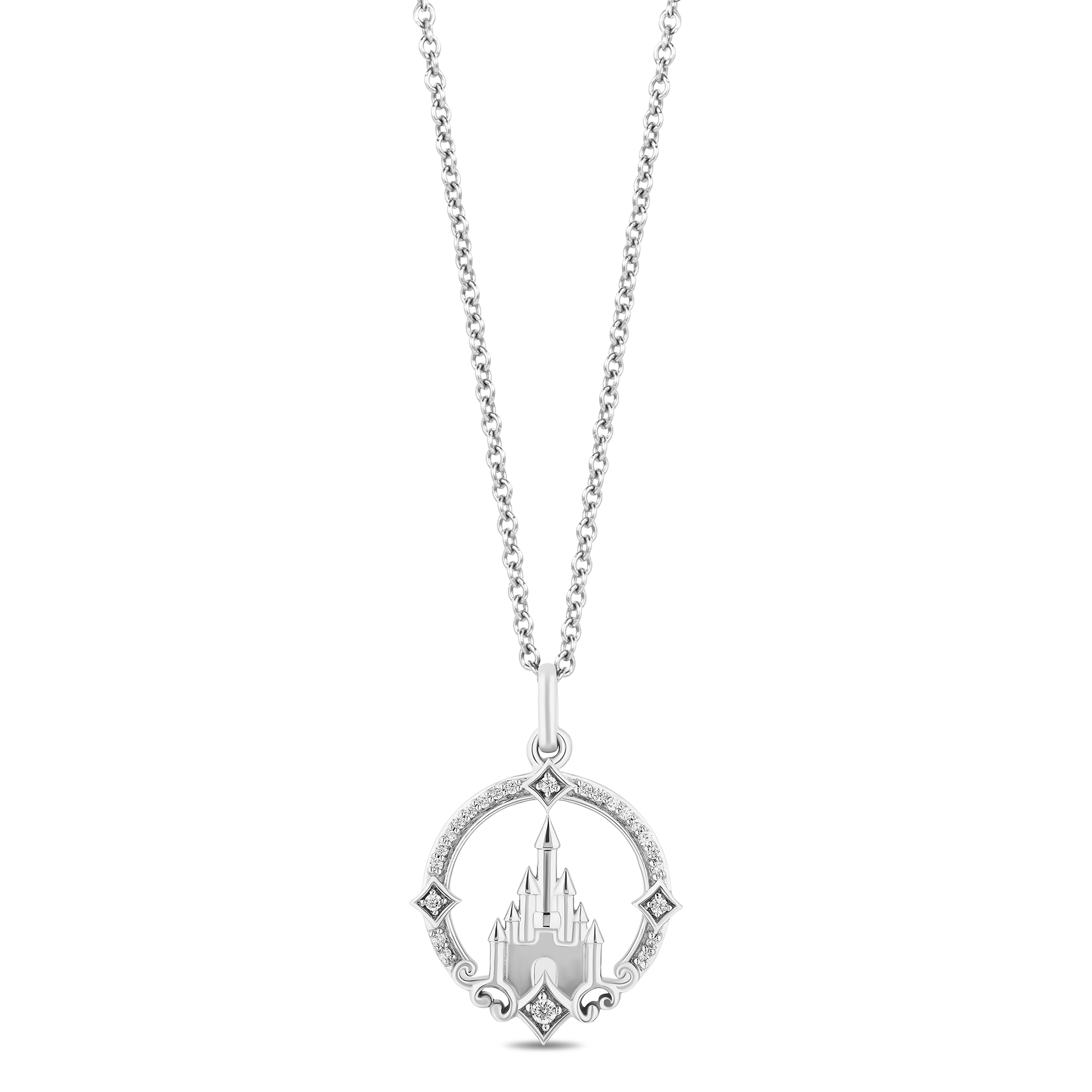 Disney Majestic Inspired Castle Key Diamond Pendant