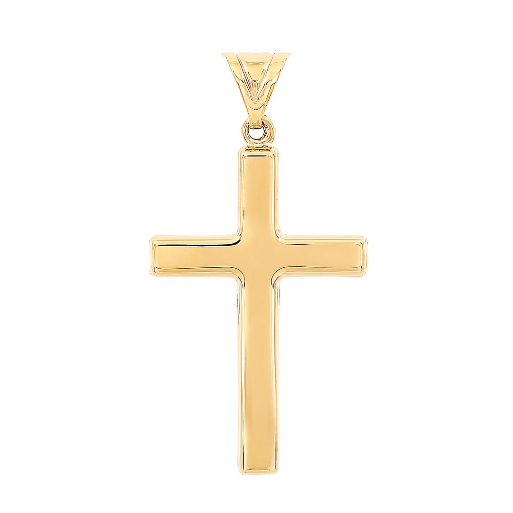 Men's Polished Cross Charm in 14K Yellow Gold | Helzberg Diamonds