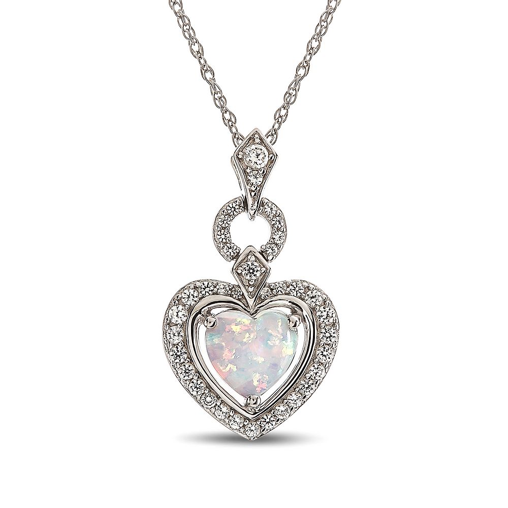 1.90 ctw Rainbow Sapphire and Diamond Puffed Heart Pendant in 14k white gold