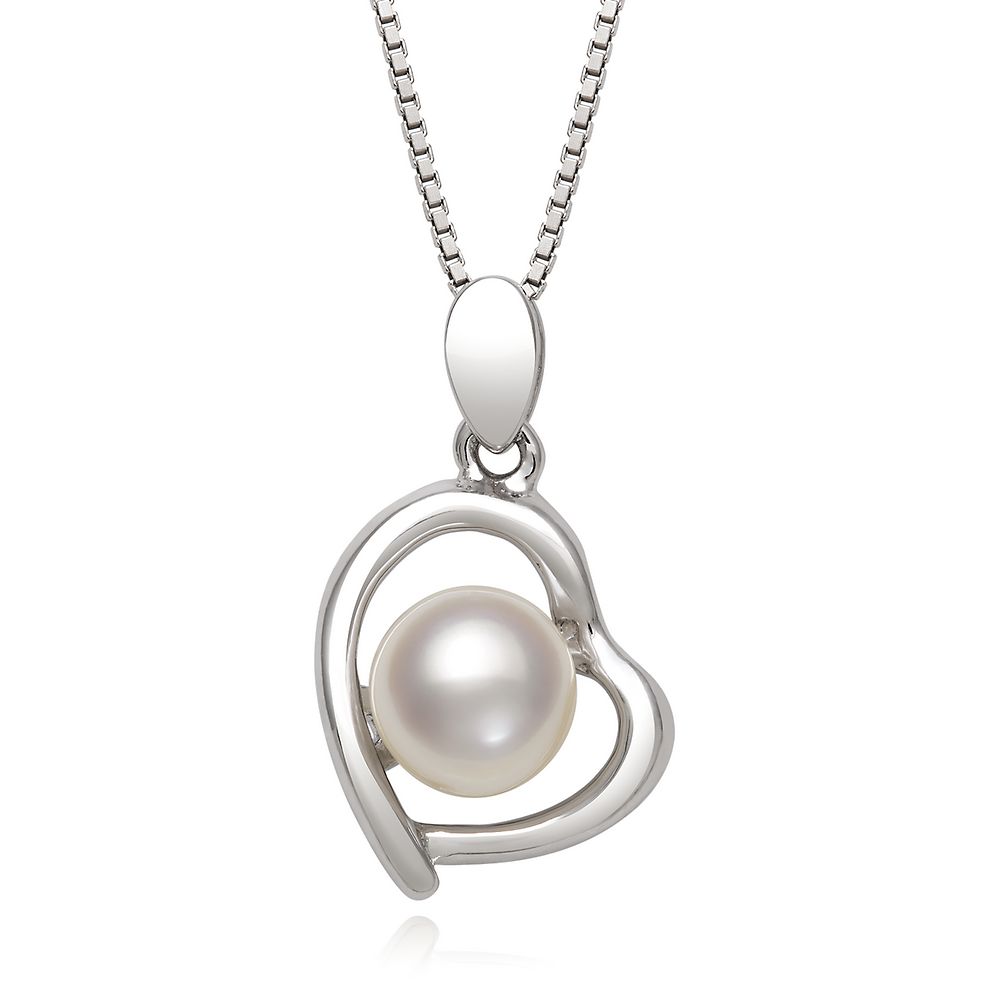 Freshwater Cultured Pearl Heart Pendant in Sterling Silver | Helzberg ...