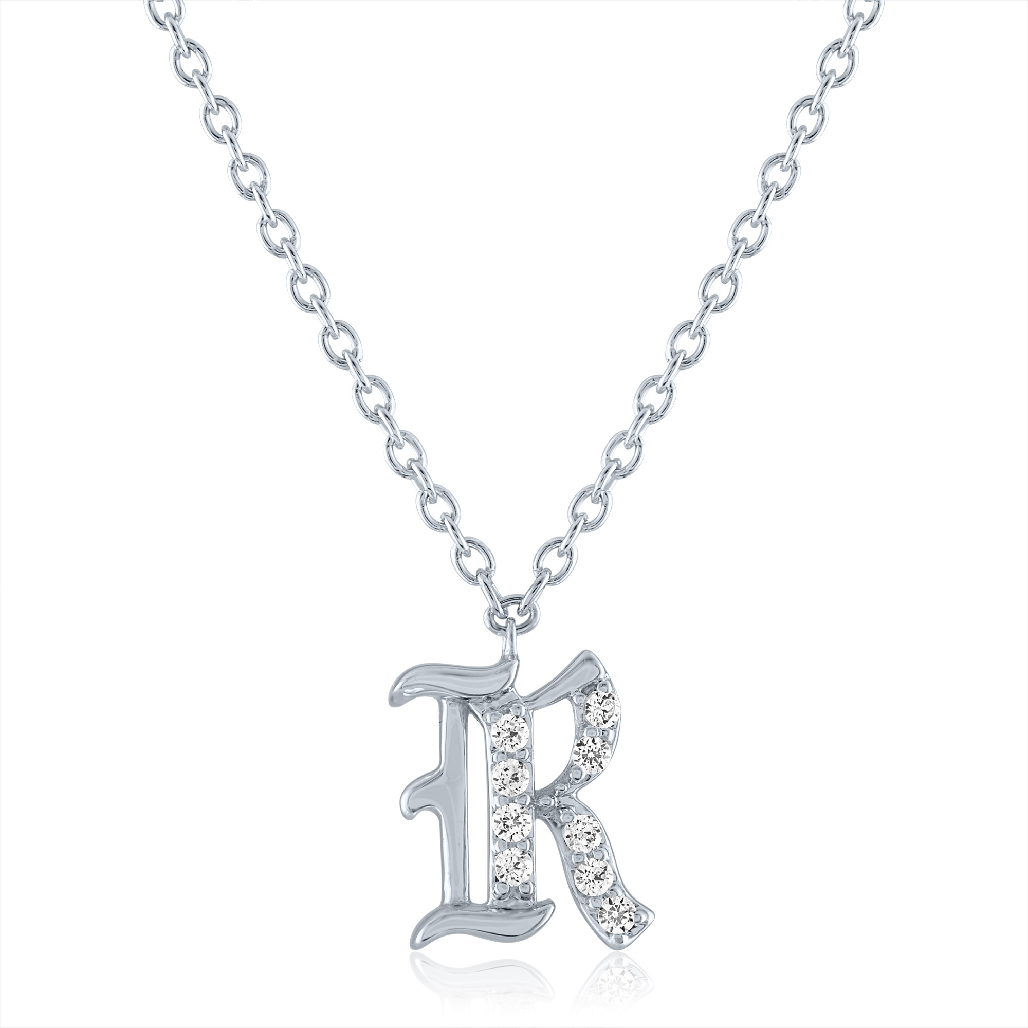 Disney Tinkerbell V initial Silver Pendant Necklace