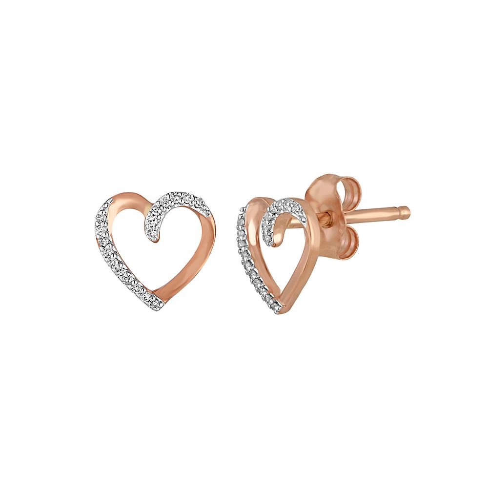 Diamond Heart Earrings in 10K Rose Gold | Helzberg Diamonds
