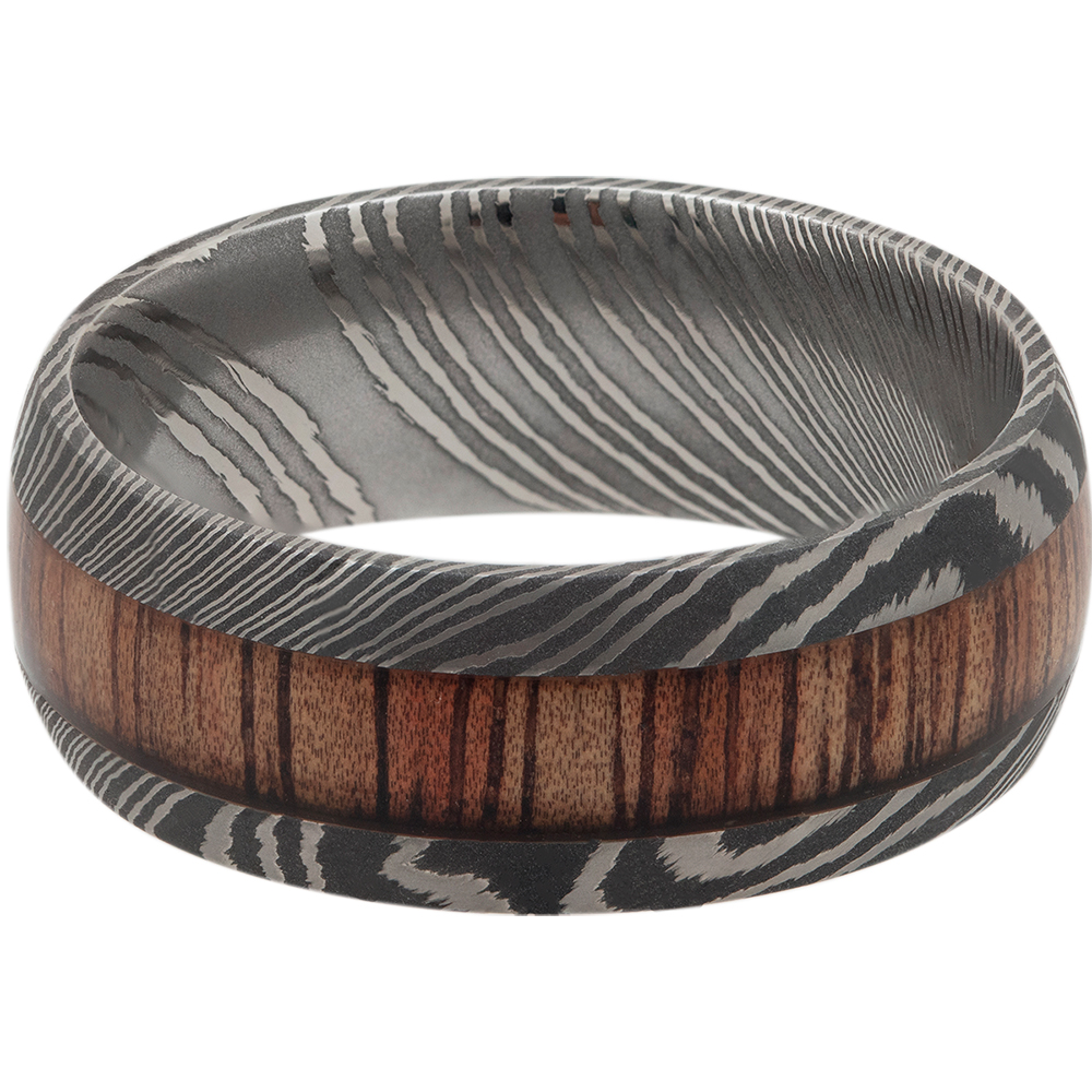 Lashbrook Men S Wood Inlay Wedding Band In Damascus Steel   2534528 