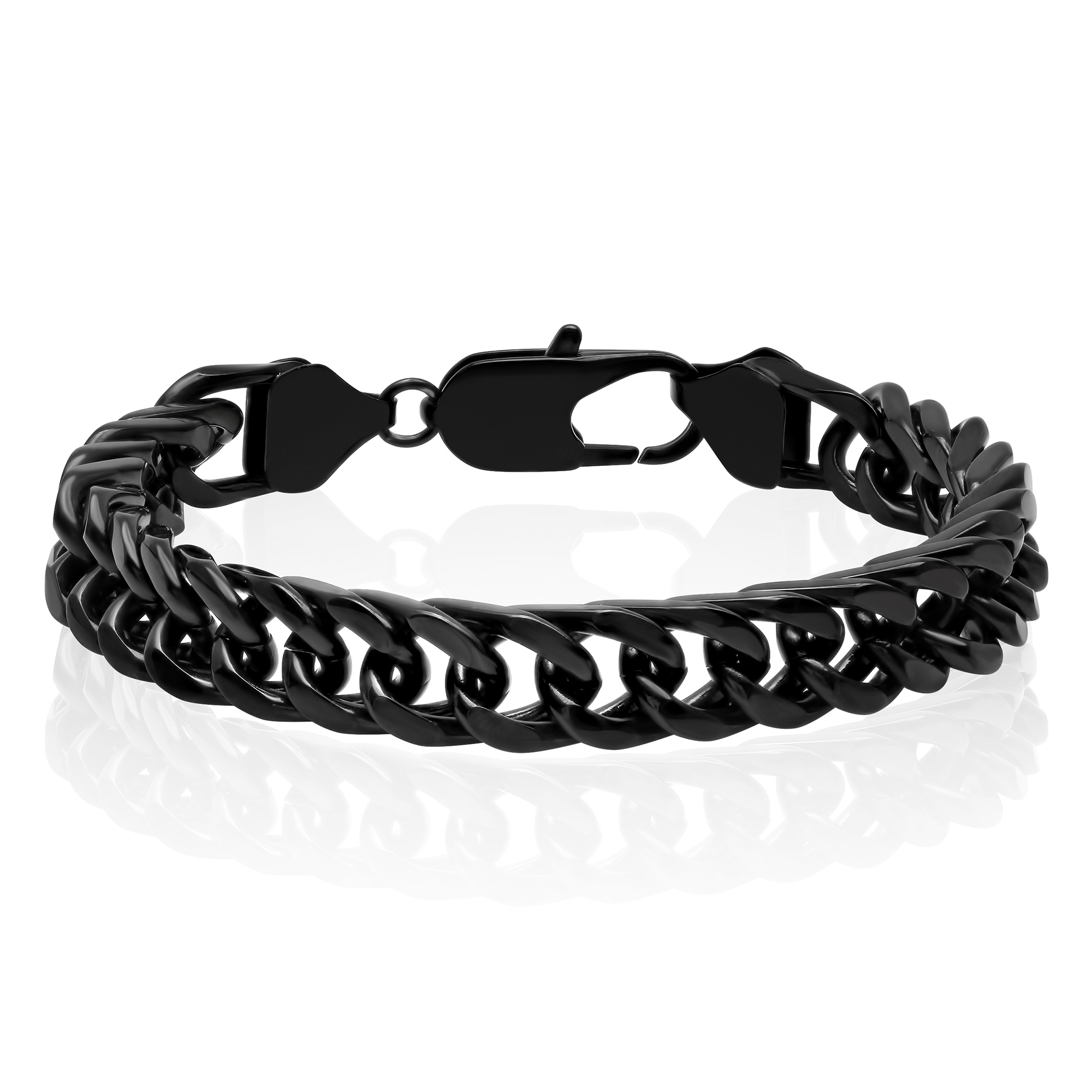 Men's 11.0mm Curb Chain Bracelet in Stainless Steel and Black IP - 9.0