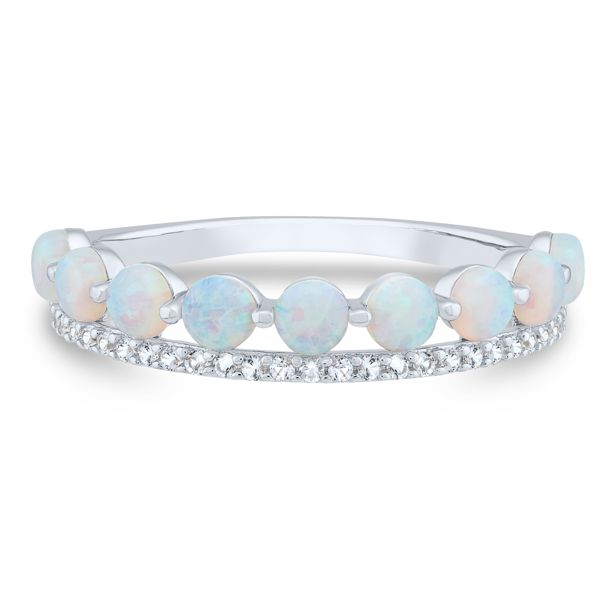 Lab Created Opal and Lab Created White Sapphire Stack Ring