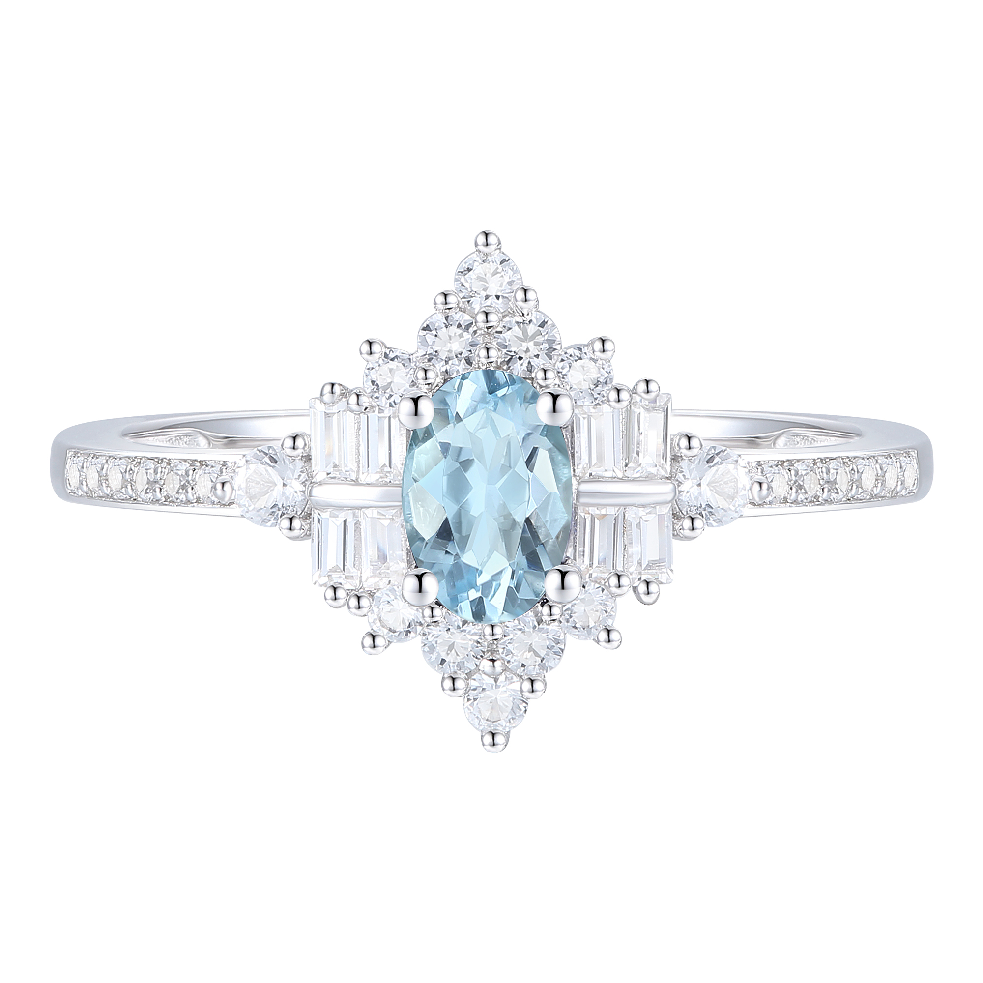 Santa Maria Aquamarine and Diamond Ring in 10K White Gold