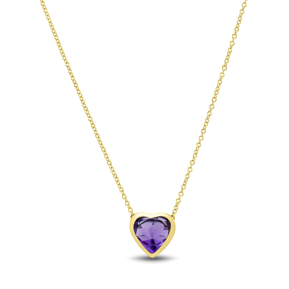 Amethyst Heart Shaped Necklace in 10K Yellow Gold | Helzberg Diamonds