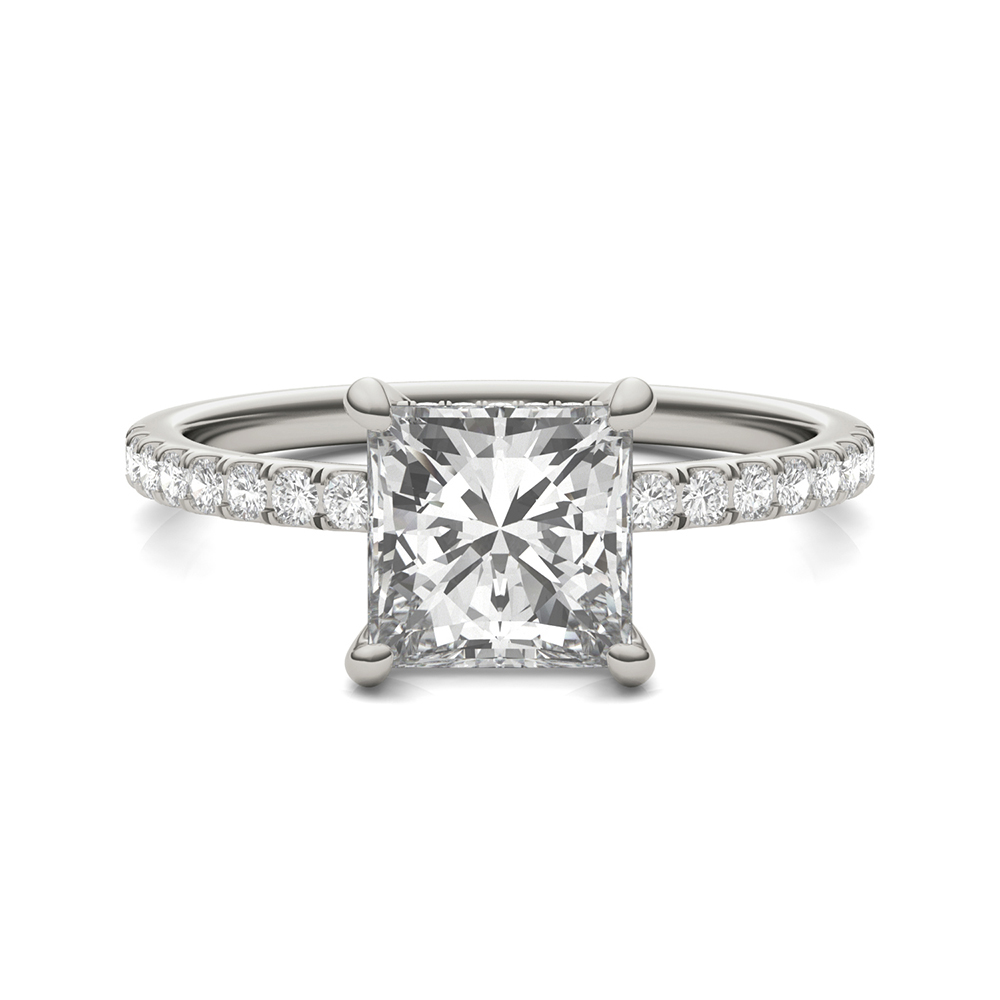 Forever One™ Princess-Cut Moissanite Ring, 14K White Gold