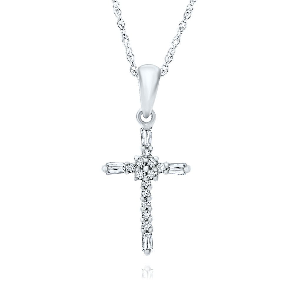 1/10 ct. tw. Diamond Cross Pendant in 10K White Gold | Helzberg Diamonds