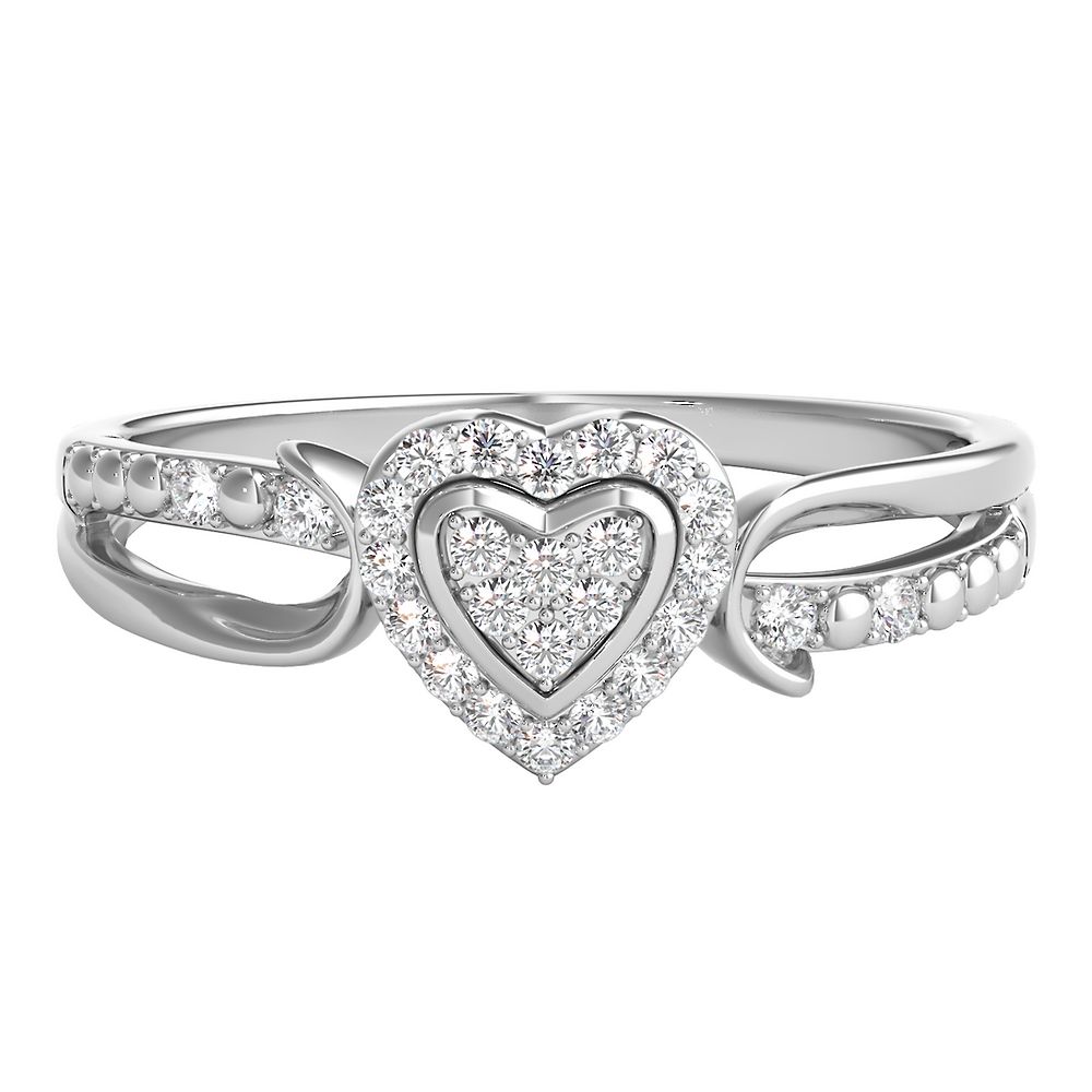 1/10 ct. tw. Diamond Heart Promise Ring in Sterling Silver | Helzberg ...