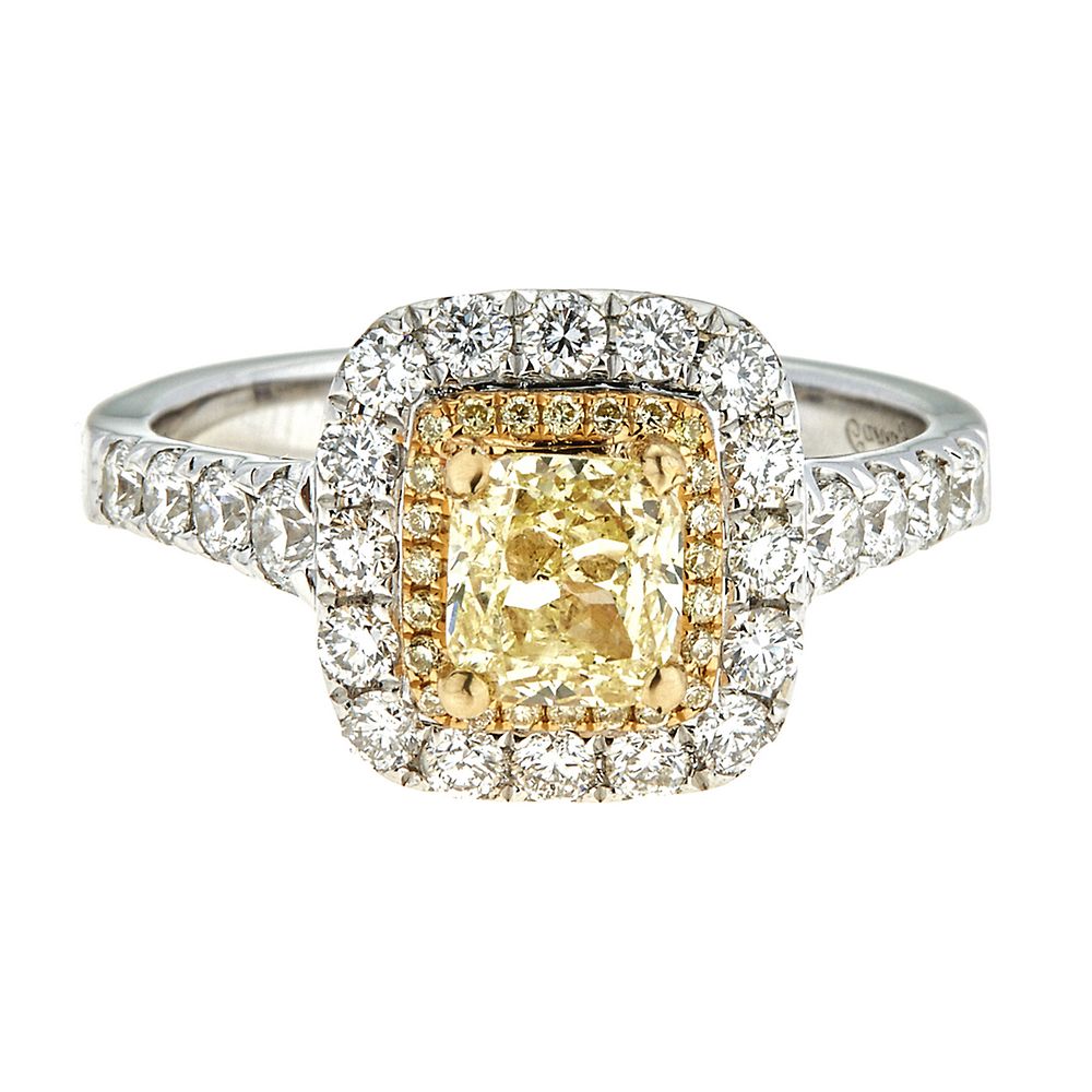 1 3/4 ct. tw. Yellow & White Diamond Ring in 18K White & Yellow Gold ...