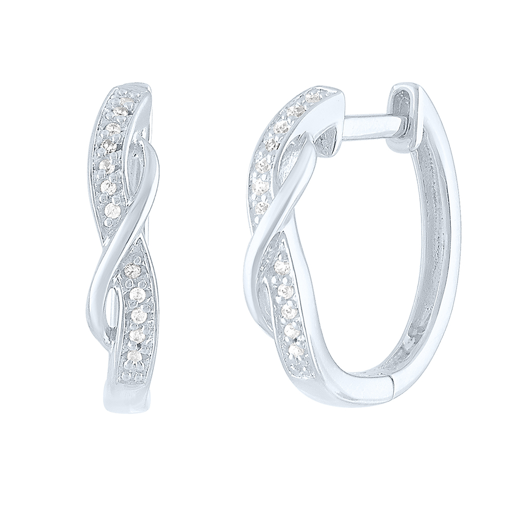 Diamond Twist Hoop Earrings In Sterling Silver 1 10 Ct Tw   2273675 