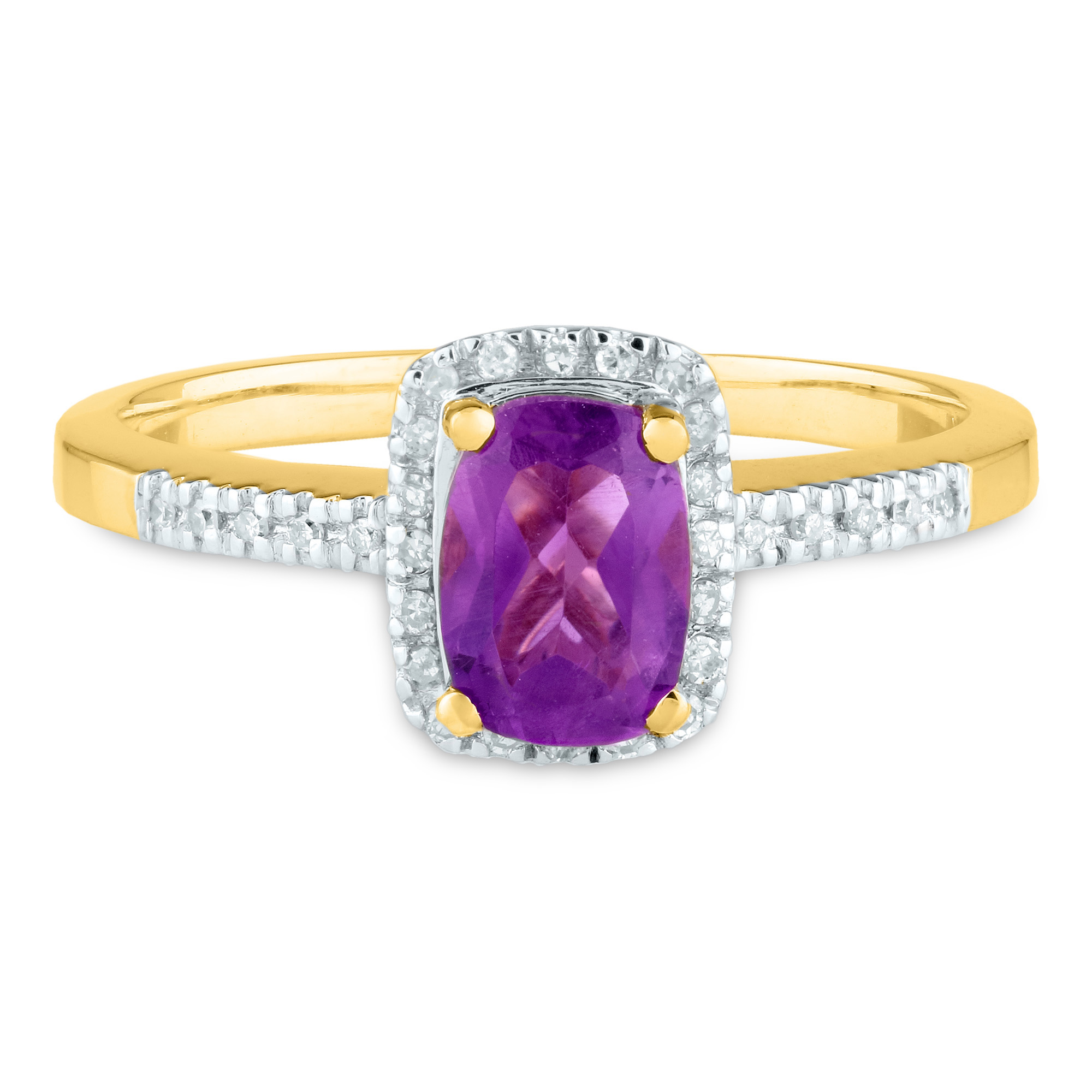 Cushion-Cut Amethyst & Diamond Ring in 10K White Gold