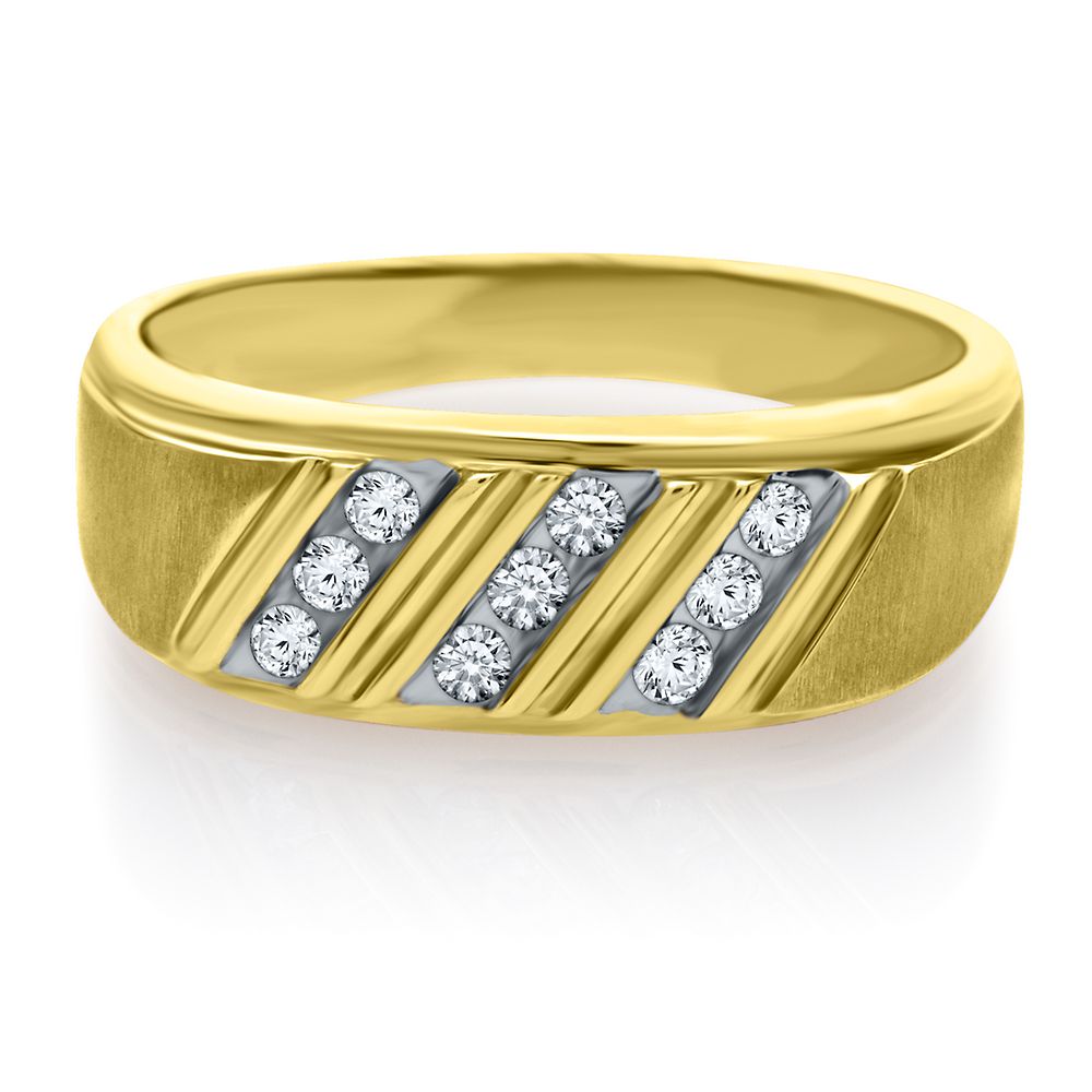 Yellow Gold and Cognac Diamond Man's Wedding Ring - DiamondNet