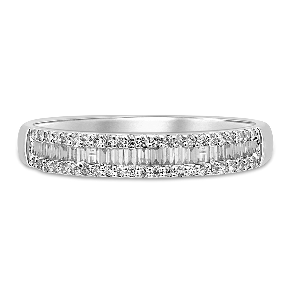 Baguette pave sales wedding band