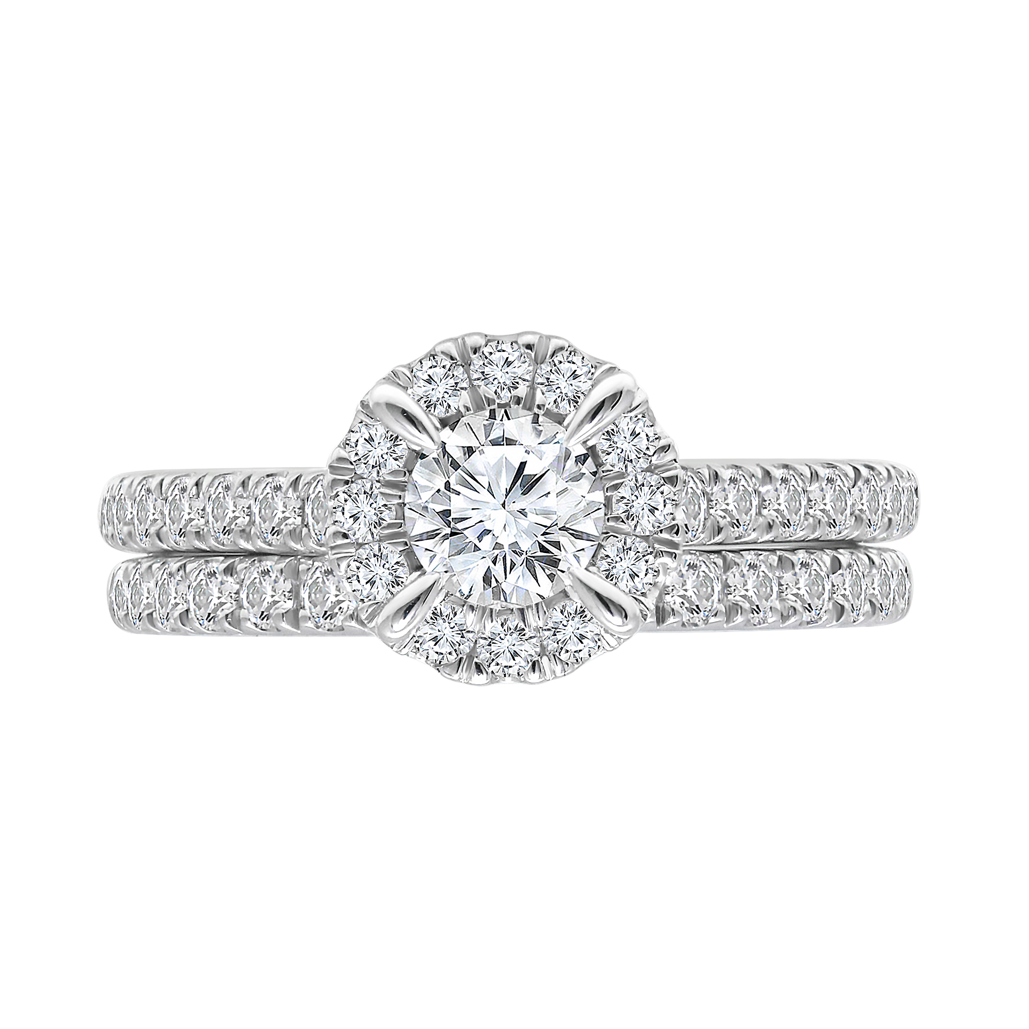 Helzberg Signature® Round Diamond Halo Bridal Set