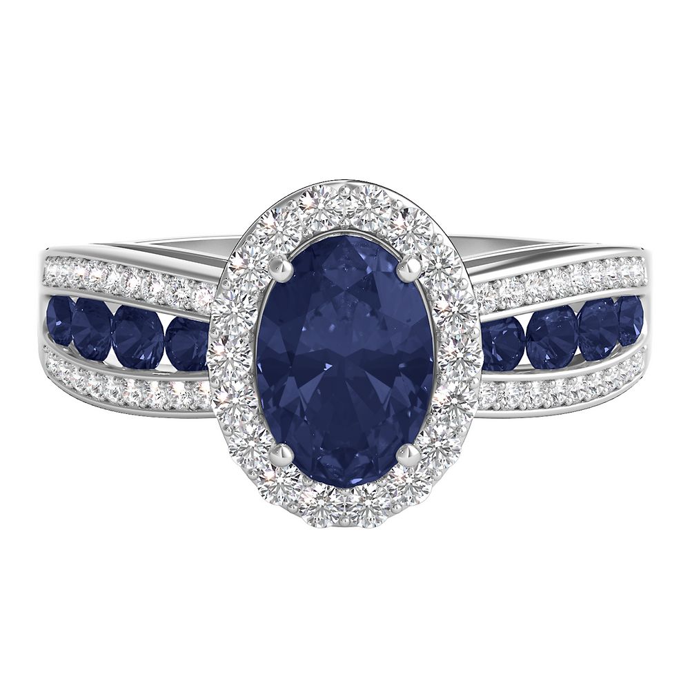 Blue Sapphire & 1/4 ct. tw. Diamond Ring in 10K White Gold | Helzberg ...