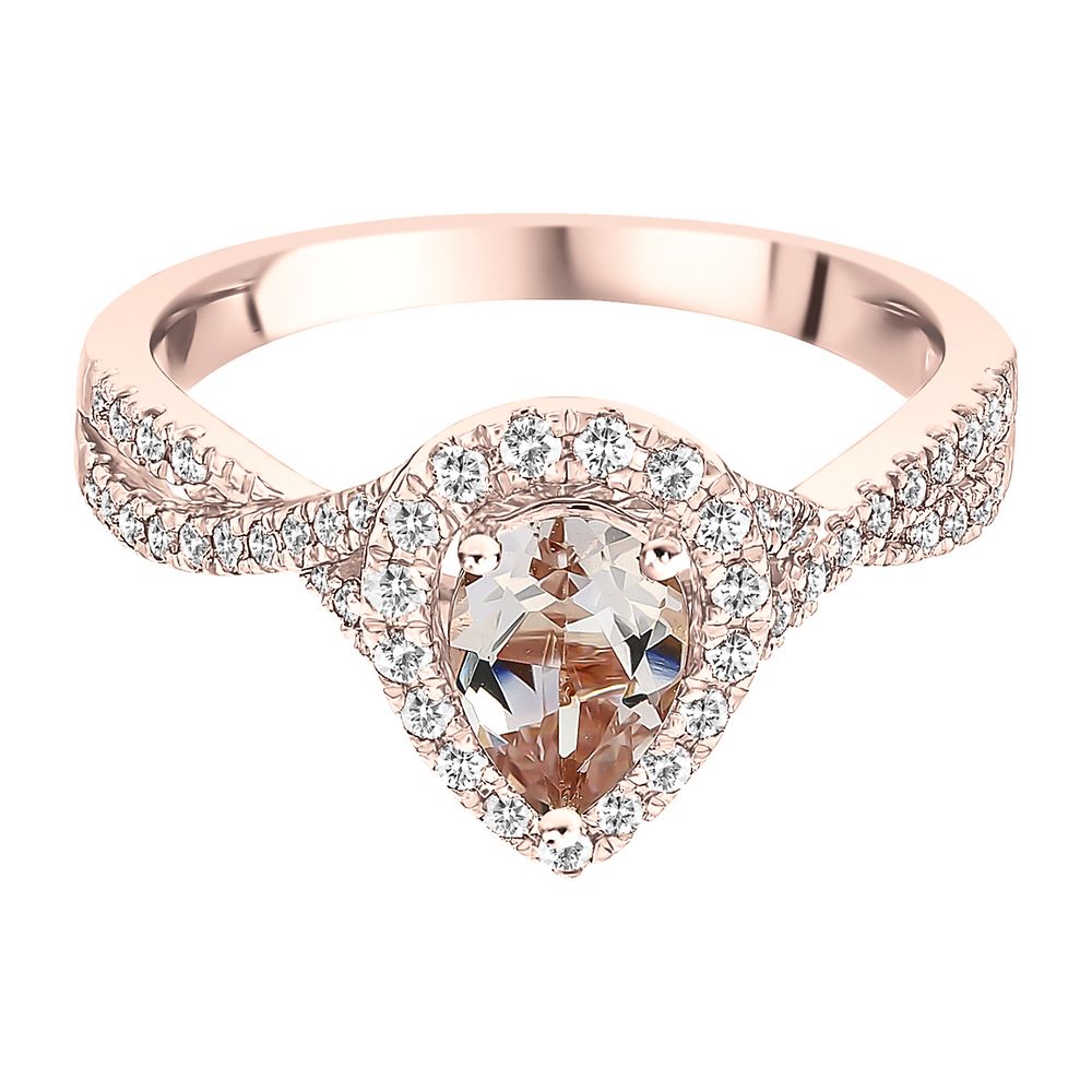 Pear-Shaped Morganite & Diamond Ring in 10K Rose Gold