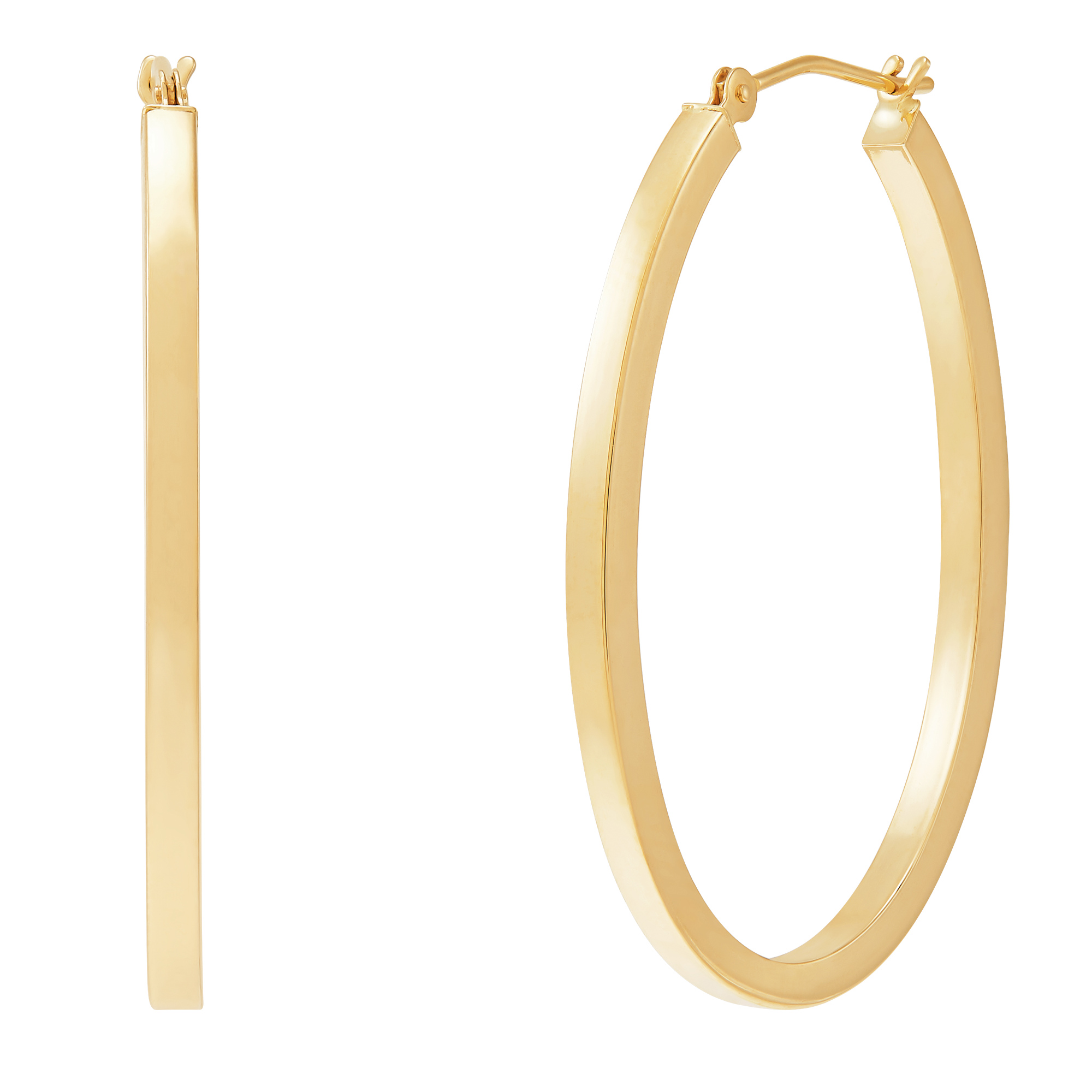 Oval Polished Hoop Earrings in 14K Yellow Gold